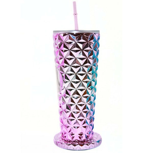 Studded Embossed Tumbler With Straw